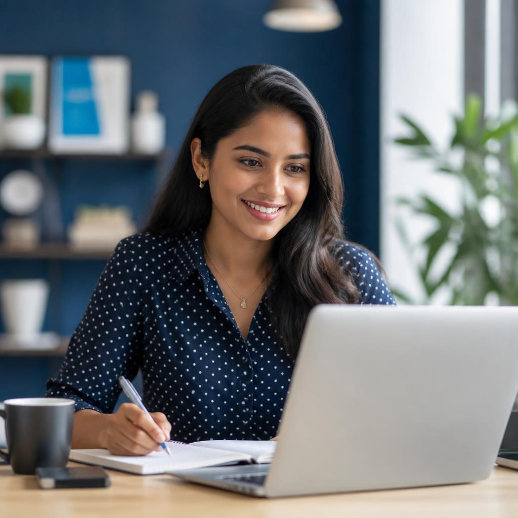 Student studying an online degree programme on a laptop